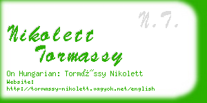 nikolett tormassy business card